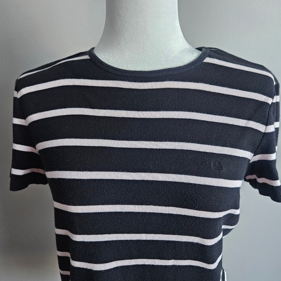 Ralph Lauren Crew Neck Black Striped‎ Top Classic Timeless Cotton T-Shirt Size M - Picture 2 of 14